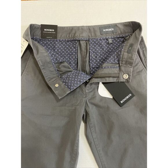 Bonobos Mens STRETCH Washed Chino Pants Athletic Size 29x32 NWT Gray Castlerock - Picture 2 of 8
